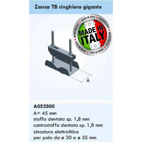 Zanca media per fissaggio pali a palo/ringhiera