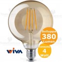 Lampadina filo led a Globo in vetro ambrato 4 Watt E27 Wiva