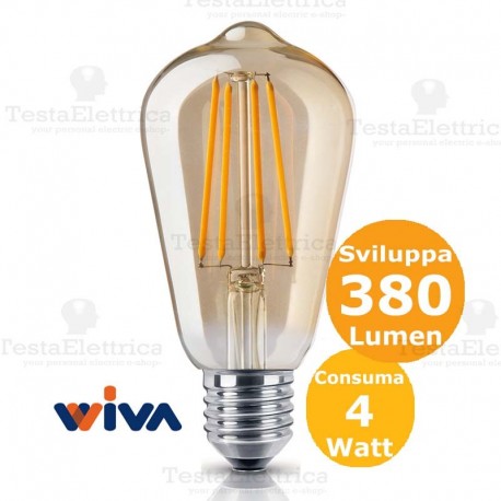 Lampadina st64 led E27 vetro ambrato Wiva