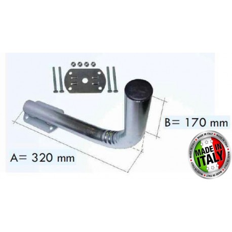 paletto per parabola curvo 32 cm zincato
