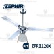 Ventilatore da soffitto Cromo Lucido con luce Zephir