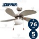 Ventilatore da soffitto Silver con luce Zephir