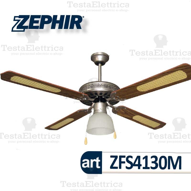 ZFS4130M Zephir - Ventilatore legno color cliegio da soffitto con luce