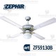 Ventilatore da soffitto Legno Bianco con luce Zephir