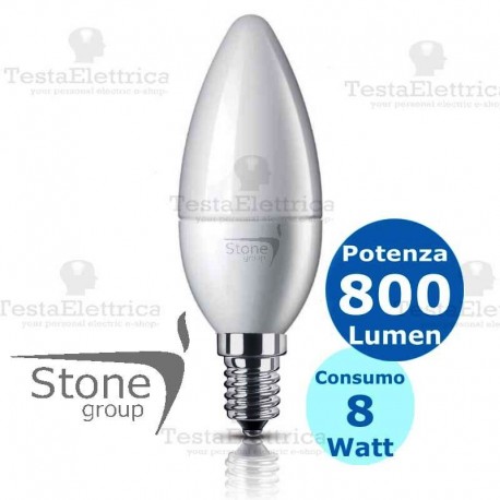 Lampadina a led candela 8 Watt E14 Stone