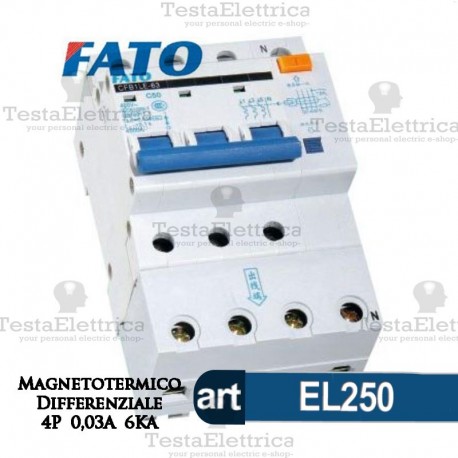 Interruttore Magnetotermico Differenziale 4P 10A  220V FATO