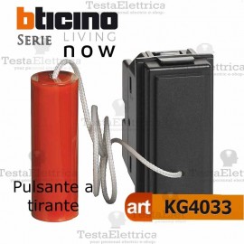 Pulsante a tirante 1 modulo Nero bticino living now