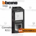 Presa Telefonica RJ11 nera  connessione tipo K10 predisposta per interfonia