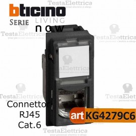 Presa dati nera RJ45 categoria 6 UTP connessione tipo TOOLLESS IDC